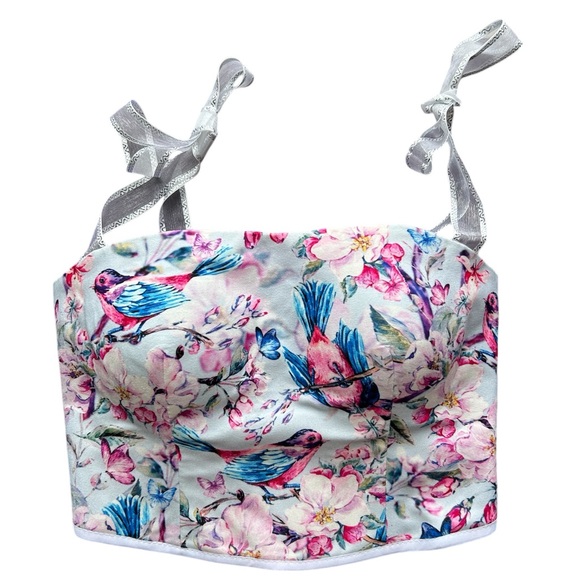Blossom Sky Crop Top Corset Vintage - Picture 1 of 5